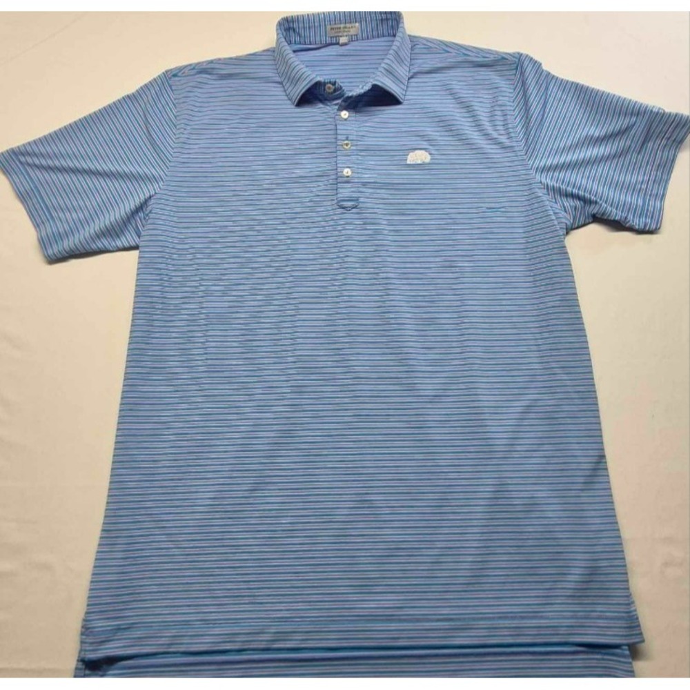 Peter‎ Millar Summer Comfort Lakeview Club men purple/blue striped golf polo XL